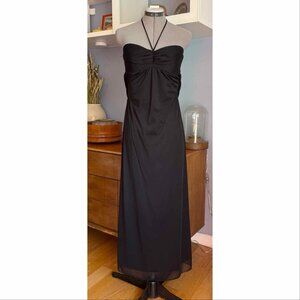 Vintage 90s Y2K Rampage Halter Maxi Dress Black Goth Witchy Dark Feminine S